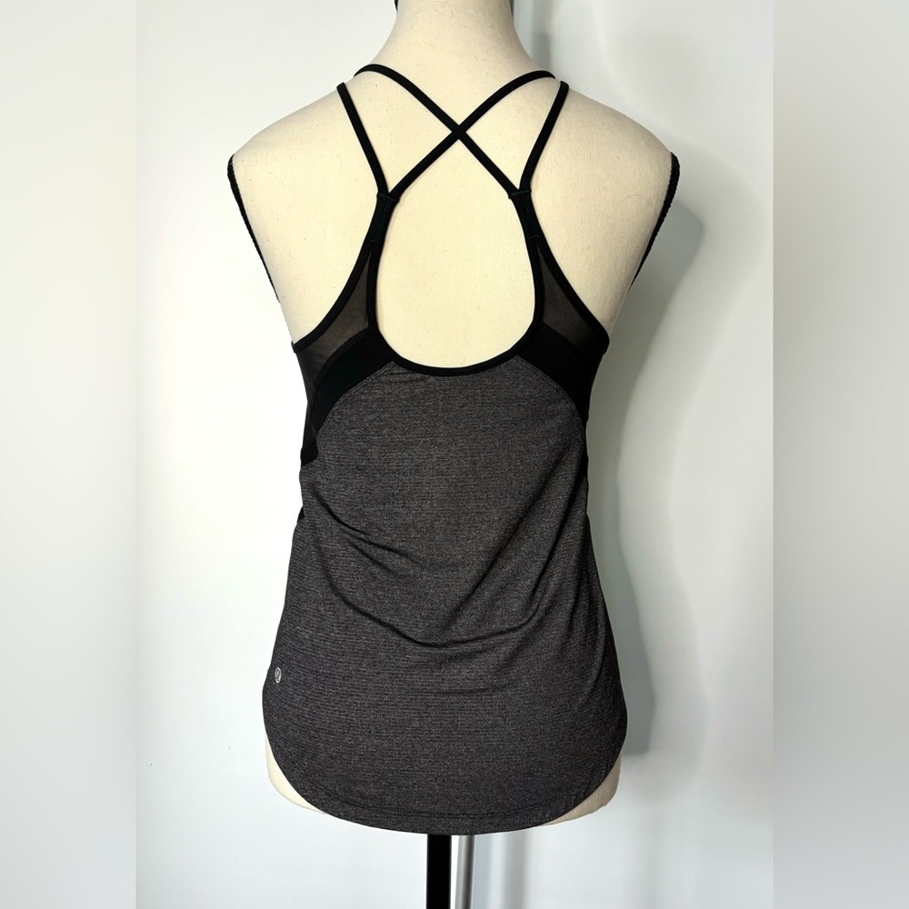 Lululemon Run Off Route‎ Tank Top Womens 4 Black / Grey Sleeveless Mesh Jersey